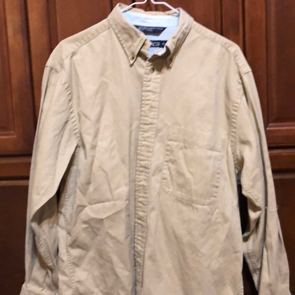 Button down long sleeve shirt.